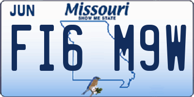 MO license plate FI6M9W