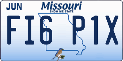 MO license plate FI6P1X