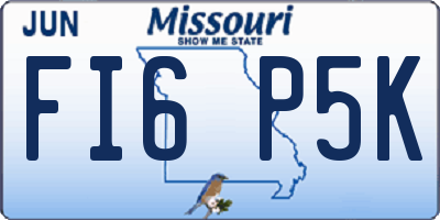 MO license plate FI6P5K
