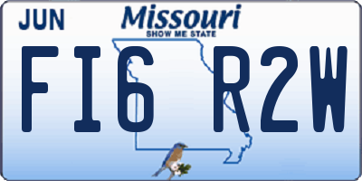 MO license plate FI6R2W
