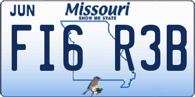 MO license plate FI6R3B