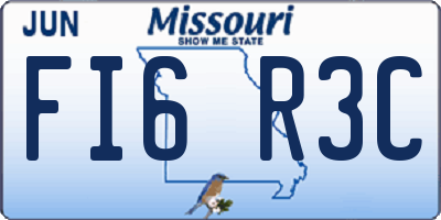 MO license plate FI6R3C