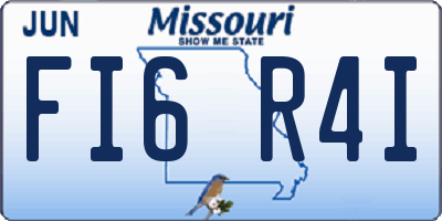 MO license plate FI6R4I