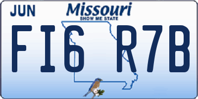 MO license plate FI6R7B