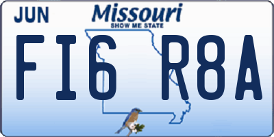 MO license plate FI6R8A