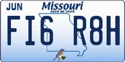 MO license plate FI6R8H