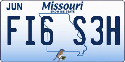 MO license plate FI6S3H