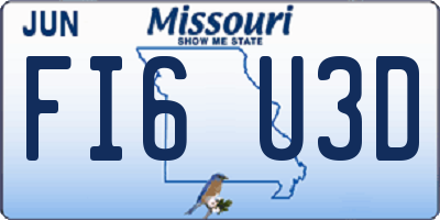 MO license plate FI6U3D