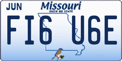 MO license plate FI6U6E