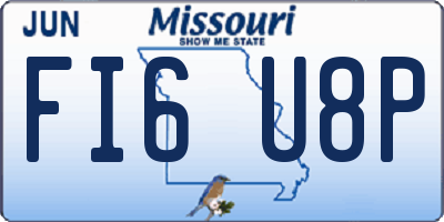 MO license plate FI6U8P