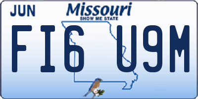 MO license plate FI6U9M