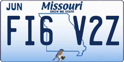 MO license plate FI6V2Z