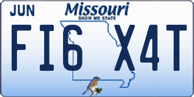 MO license plate FI6X4T