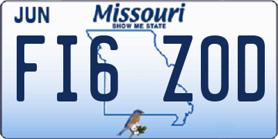 MO license plate FI6Z0D