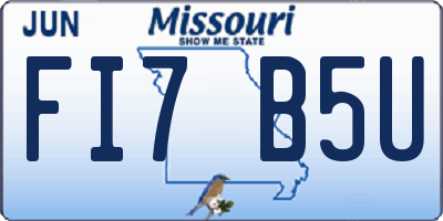 MO license plate FI7B5U