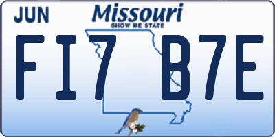 MO license plate FI7B7E