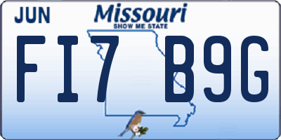 MO license plate FI7B9G