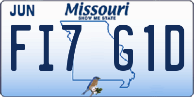 MO license plate FI7G1D