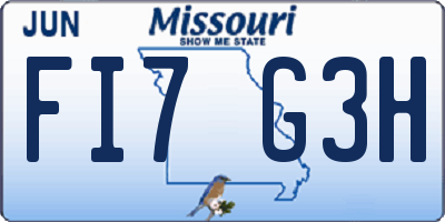 MO license plate FI7G3H
