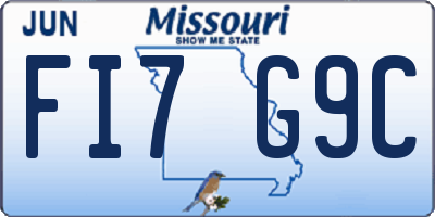 MO license plate FI7G9C