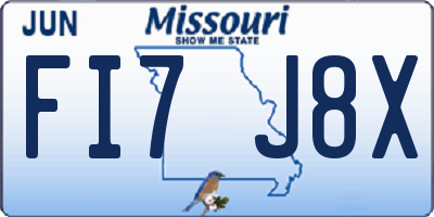 MO license plate FI7J8X