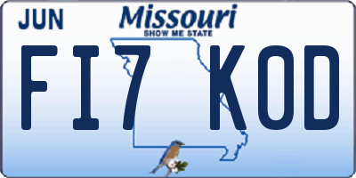 MO license plate FI7K0D