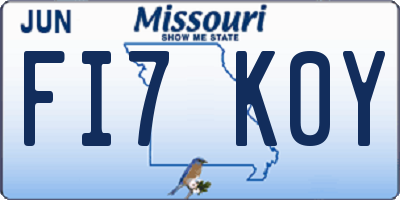 MO license plate FI7K0Y