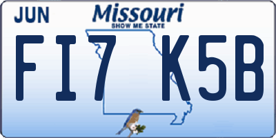 MO license plate FI7K5B