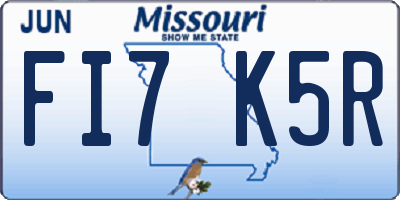 MO license plate FI7K5R