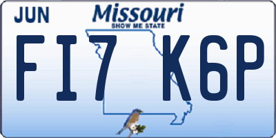 MO license plate FI7K6P