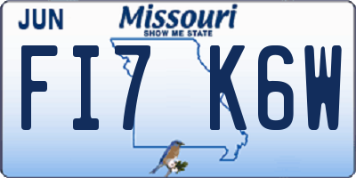 MO license plate FI7K6W