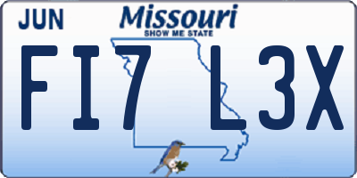 MO license plate FI7L3X