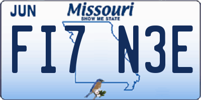 MO license plate FI7N3E