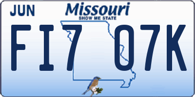 MO license plate FI7O7K