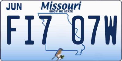 MO license plate FI7O7W