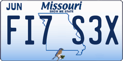 MO license plate FI7S3X