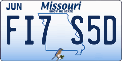 MO license plate FI7S5D