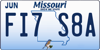 MO license plate FI7S8A