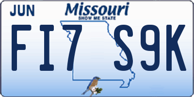 MO license plate FI7S9K