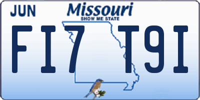 MO license plate FI7T9I