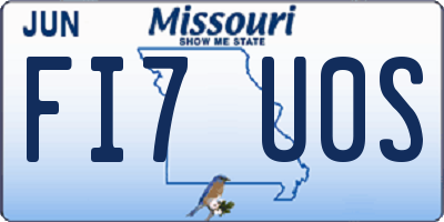 MO license plate FI7U0S