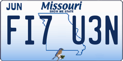 MO license plate FI7U3N