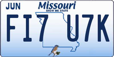 MO license plate FI7U7K