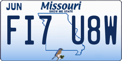 MO license plate FI7U8W