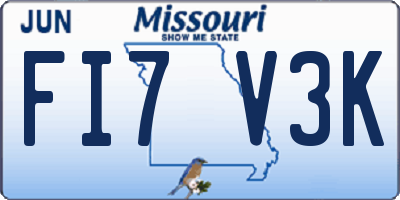 MO license plate FI7V3K