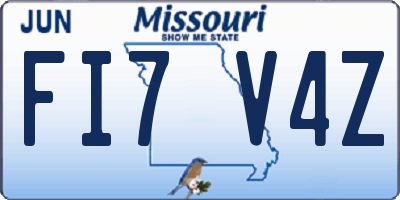 MO license plate FI7V4Z