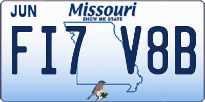 MO license plate FI7V8B