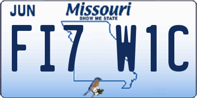 MO license plate FI7W1C