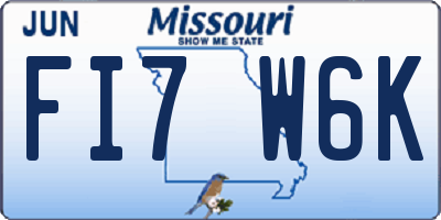 MO license plate FI7W6K