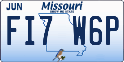 MO license plate FI7W6P